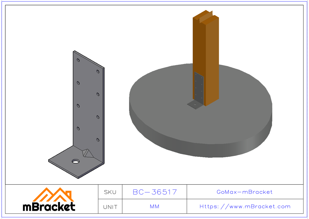 Light Gauge Uplift Connector / Light Steel Angle Bracket - 3*60*50*170 Application Example