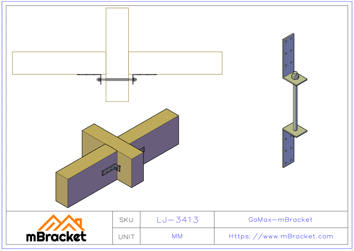 Beam Tie Rod Floor Uplift Connector Seismic Reinforcement Hardware - 3*40*130*300 Application Example