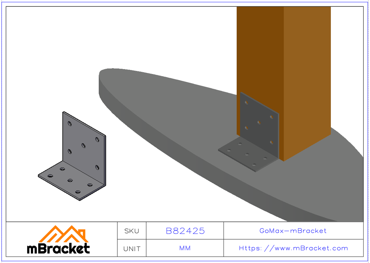Heavy-Duty Angle Bracket Large Timber Corner Connector Application Example