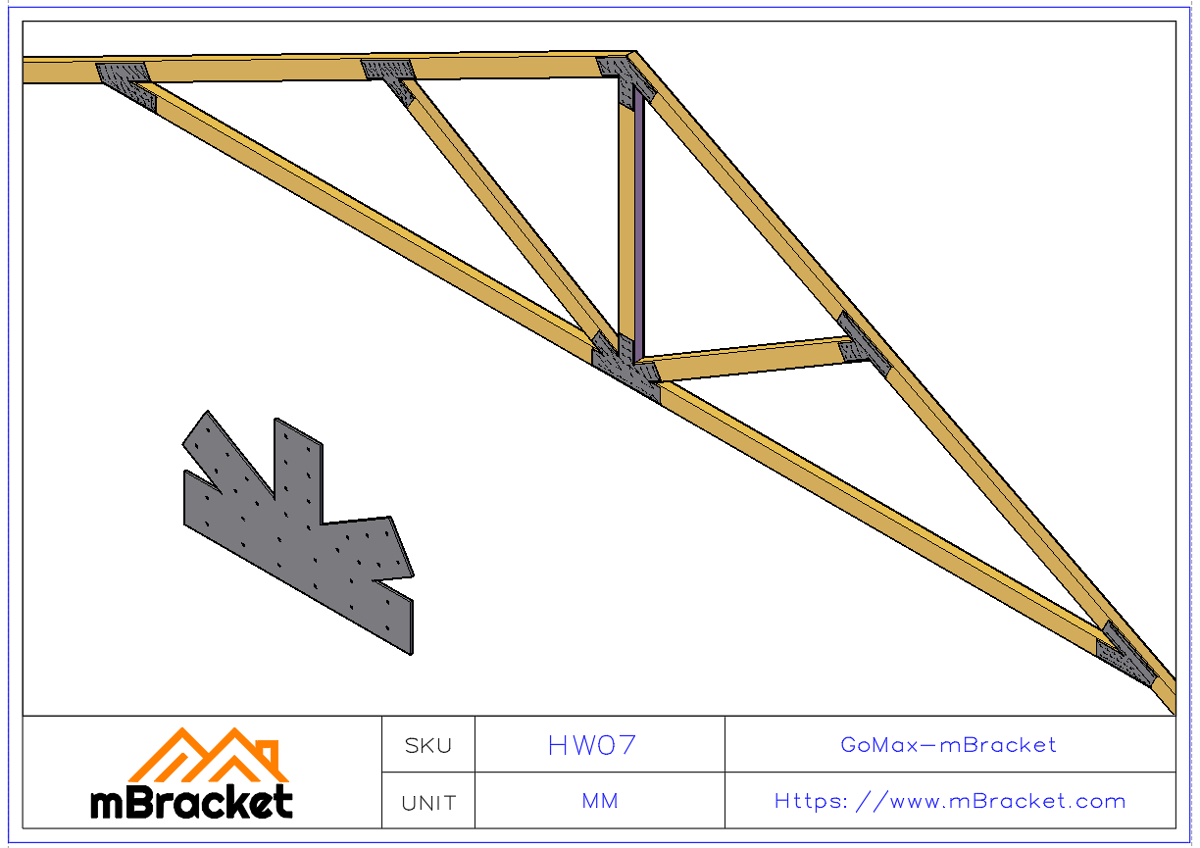 Heavy-Duty Truss Connector Wood Structure Reinforcement Hardware - 2*500*300 Application Example