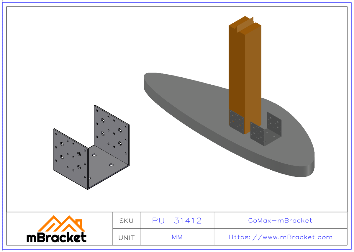 U-Column Base Connector Column Shoe Steel Column Base - 3*140*123*120 Application Example