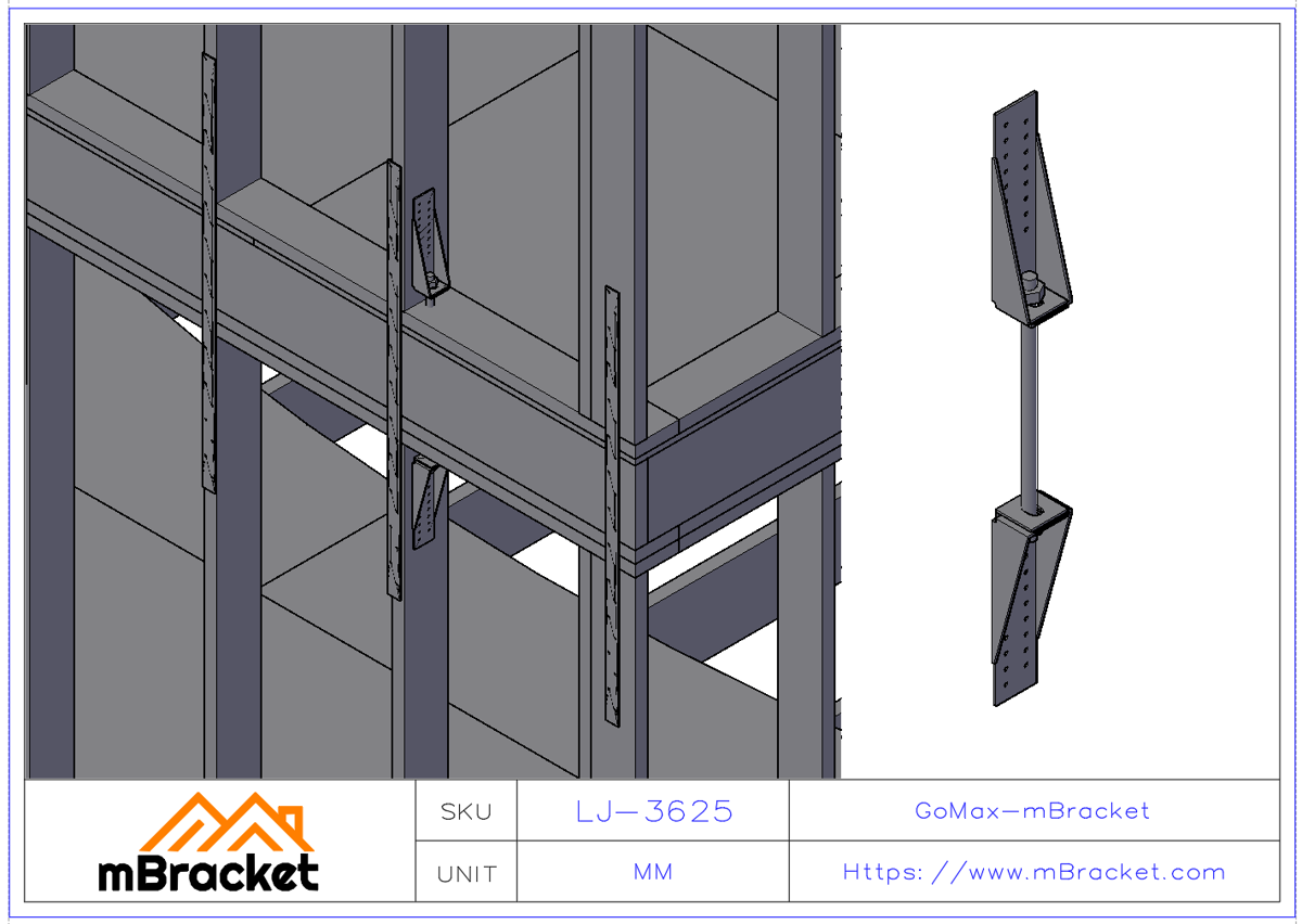 Floor Tie, Wind and Seismic Connector, Timber Beam-Column Connector - 3*66*250*500 Application Example