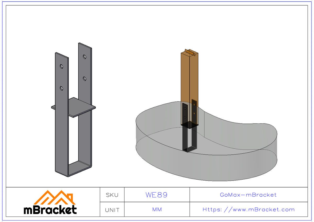 Fixed Post Base for Timber Frame Villa Metal Connector - 4.0*89*380 Application Example