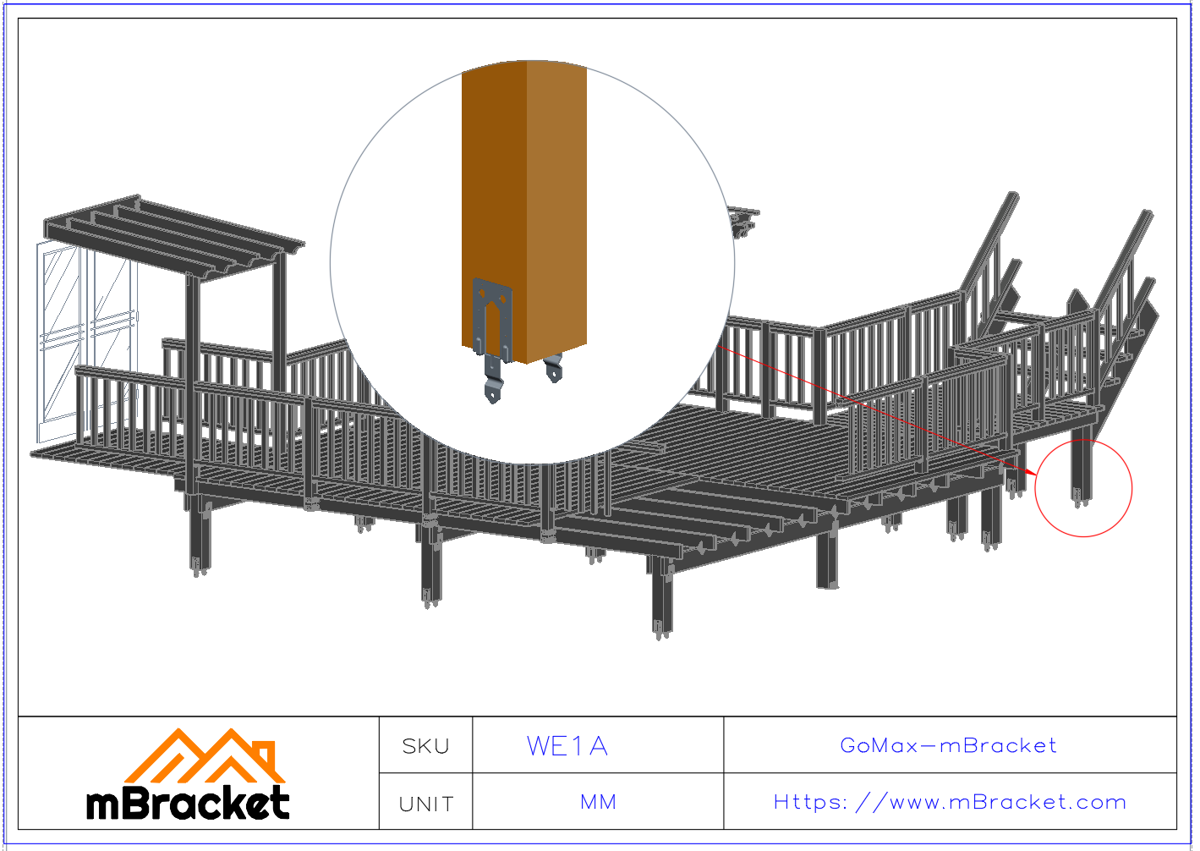 Fixed Post Base Concrete Embed Connector - 3.0*92*210 Application Example