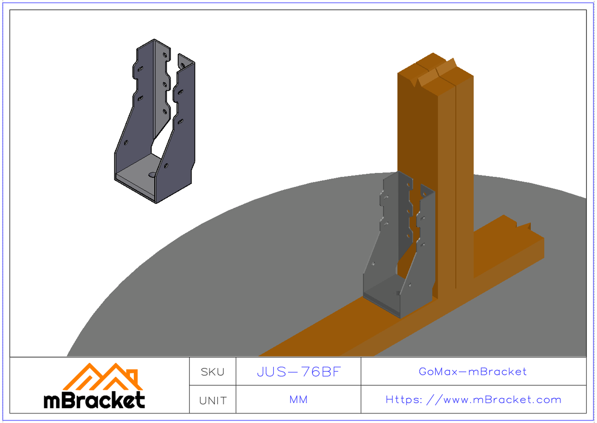 Heavy-Duty Uplift Restraint Fastener Wind and Seismic Connector - 2*82*203 Application Example