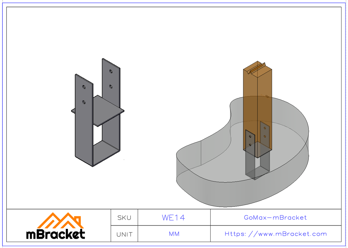 Fixed Column Base Embedment for Timber Frame Villa Metal Connector - 4.0*140*380 Application Example