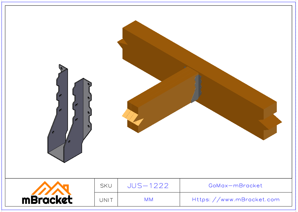Joist Hanger U-Bracket Wood House Accessories Large Joist Hanger - 2*63*249 Application Example