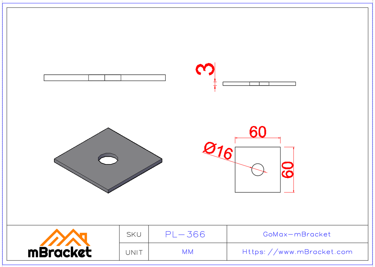 Square Flat Washer Heavy Duty Thick Square Washer - 3*60*60 Product Dimensions