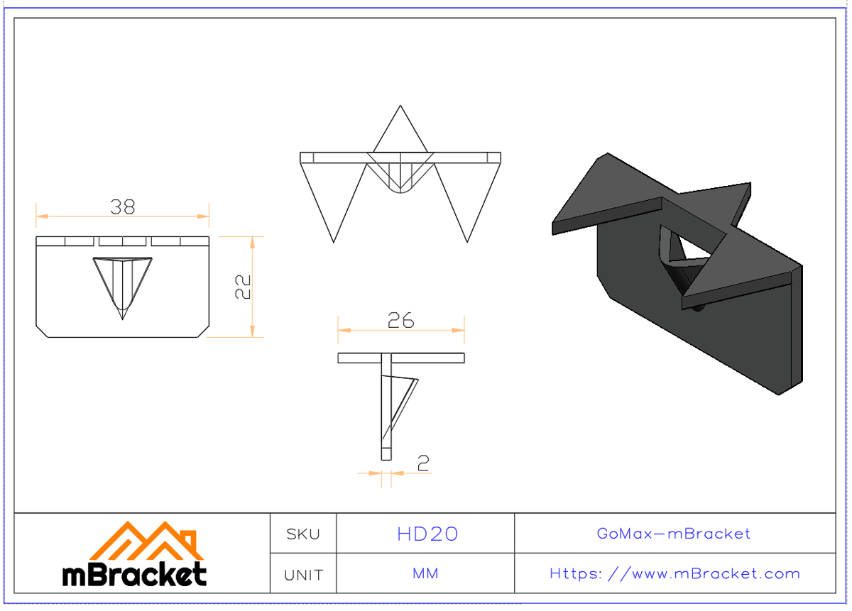 Hidden Deck Connector Concealed Wood Floor Fastener - 2.0*20*37.8 Product Dimensions