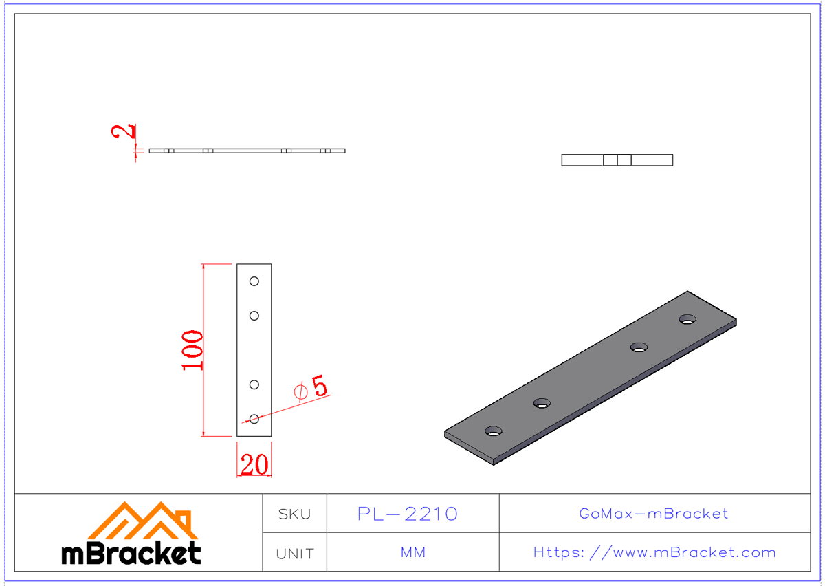 Flat Plate Connector Nail Plate Connector Truss Connector Wood Roof Metal Hardware - 2mm*20mm*100mm Product Dimensions