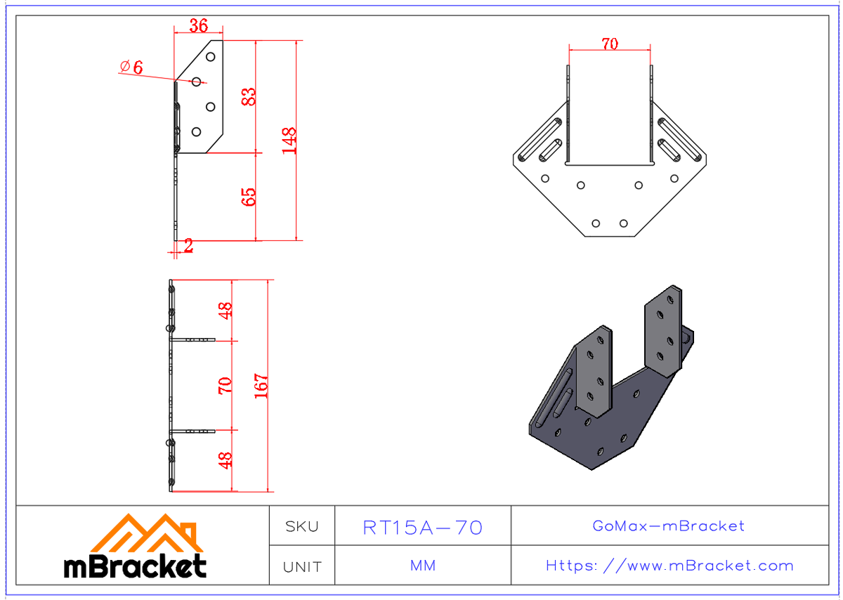 Hurricane Tie Diamond Connector Wind-Resistant Bracket Joist Beam Connector Timber Metal Connector - 2.0*166*148 Product Dimensions