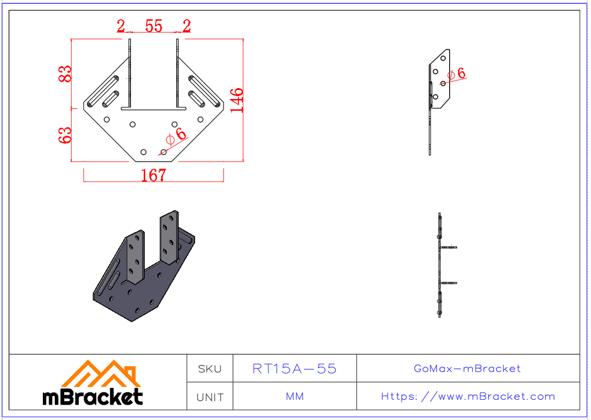 Hurricane Tie, Wind Uplift Connector, Rotating Connector, Timber Connector - 2*55*146*167 Product Dimensions