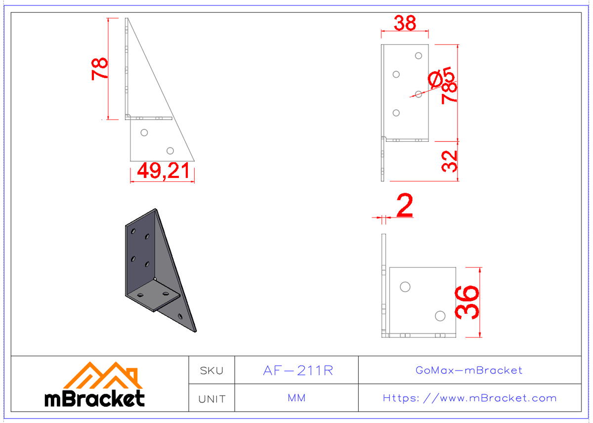 Light Steel Anti-Uplift Fastener Wood Joist Connector - 2*38*110 Product Dimensions
