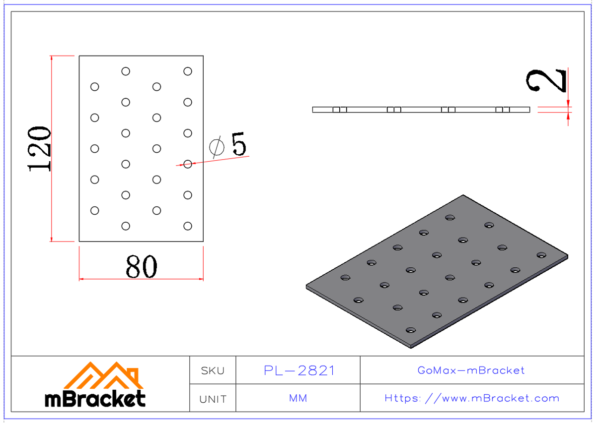 Nail Plate Connector Flat Plate Connector Light Steel Connector - 2*80*120 Product Dimensions