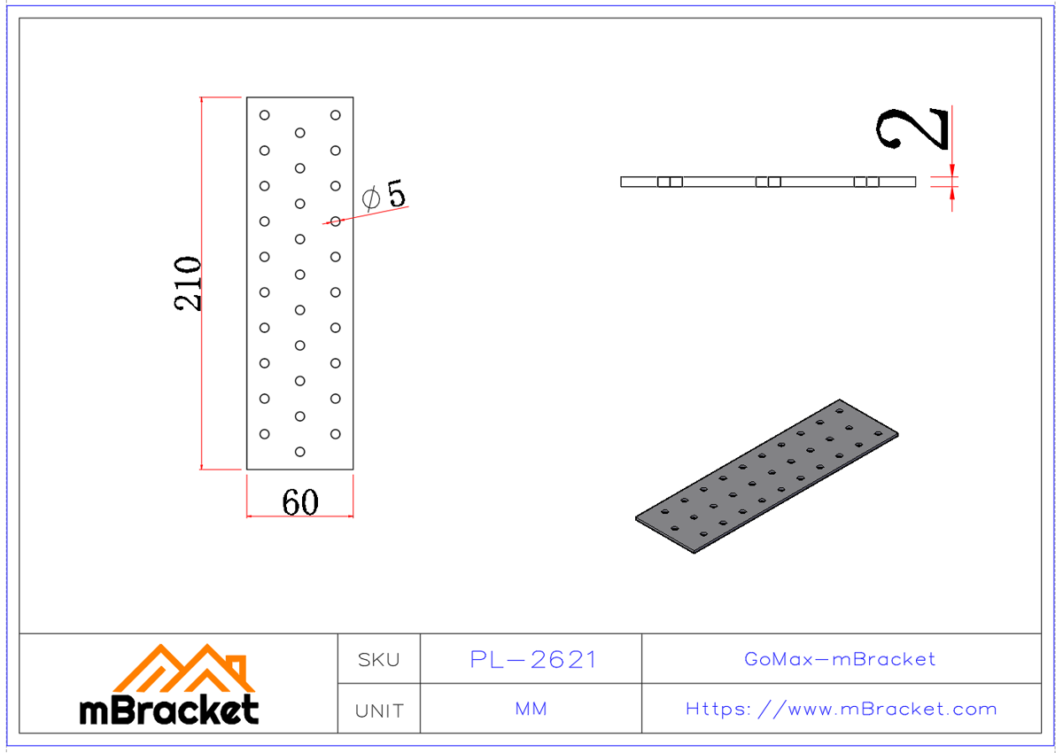 Nail Plate Connector Flat Plate Connector Timber Truss Connector Wood Truss Connector - 2*60*210 Product Dimensions
