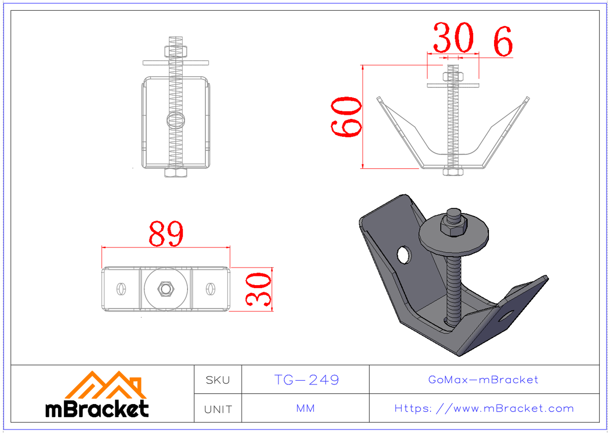 Heavy-Duty Tensioner for Light Steel and Timber Hurricane Straps, 2mm Thick - 2*40*90 Product Dimensions