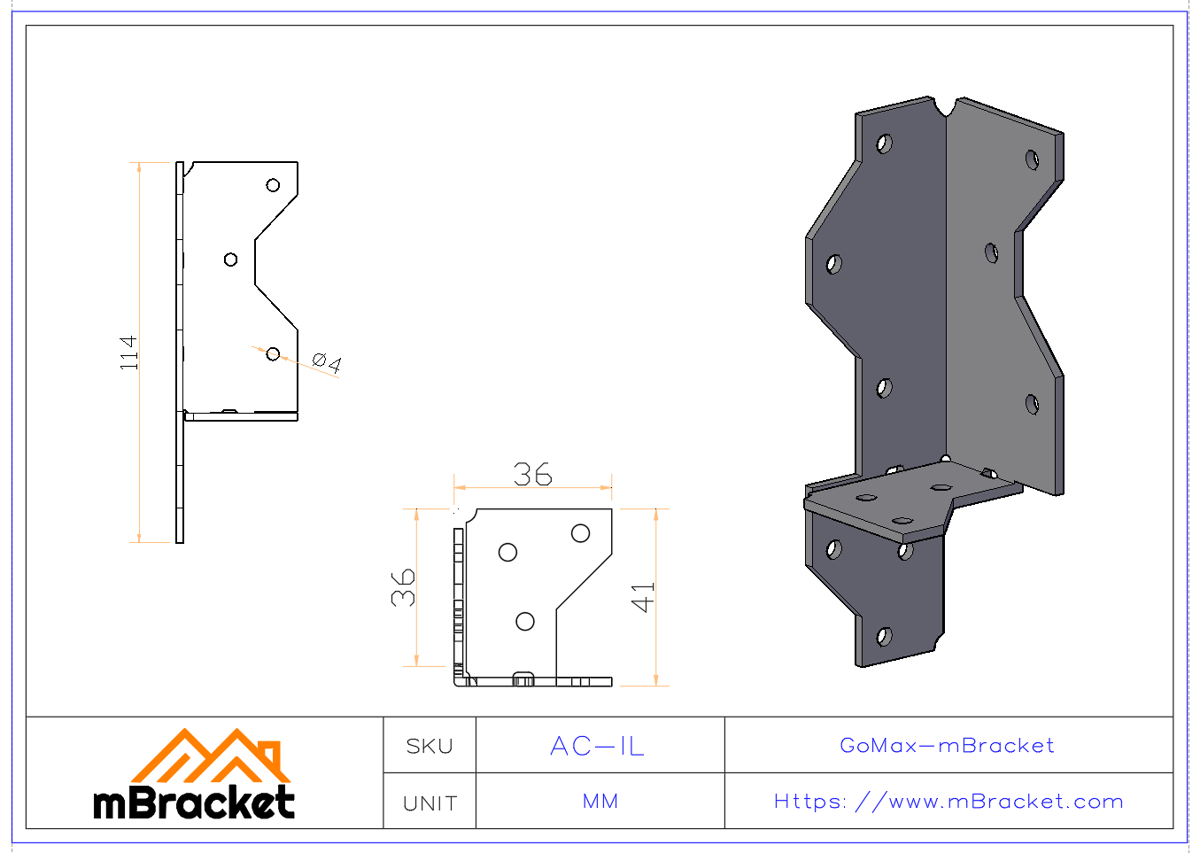 Uplift Connector, Light Steel Structure Wind-Resistant Connector, Timber House Wind-Resistant Connector - 2.0*35*114 Product Dimensions