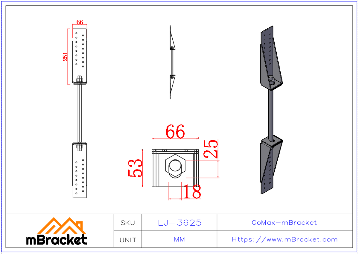 Floor Tie, Wind and Seismic Connector, Timber Beam-Column Connector - 3*66*250*500 Product Dimensions