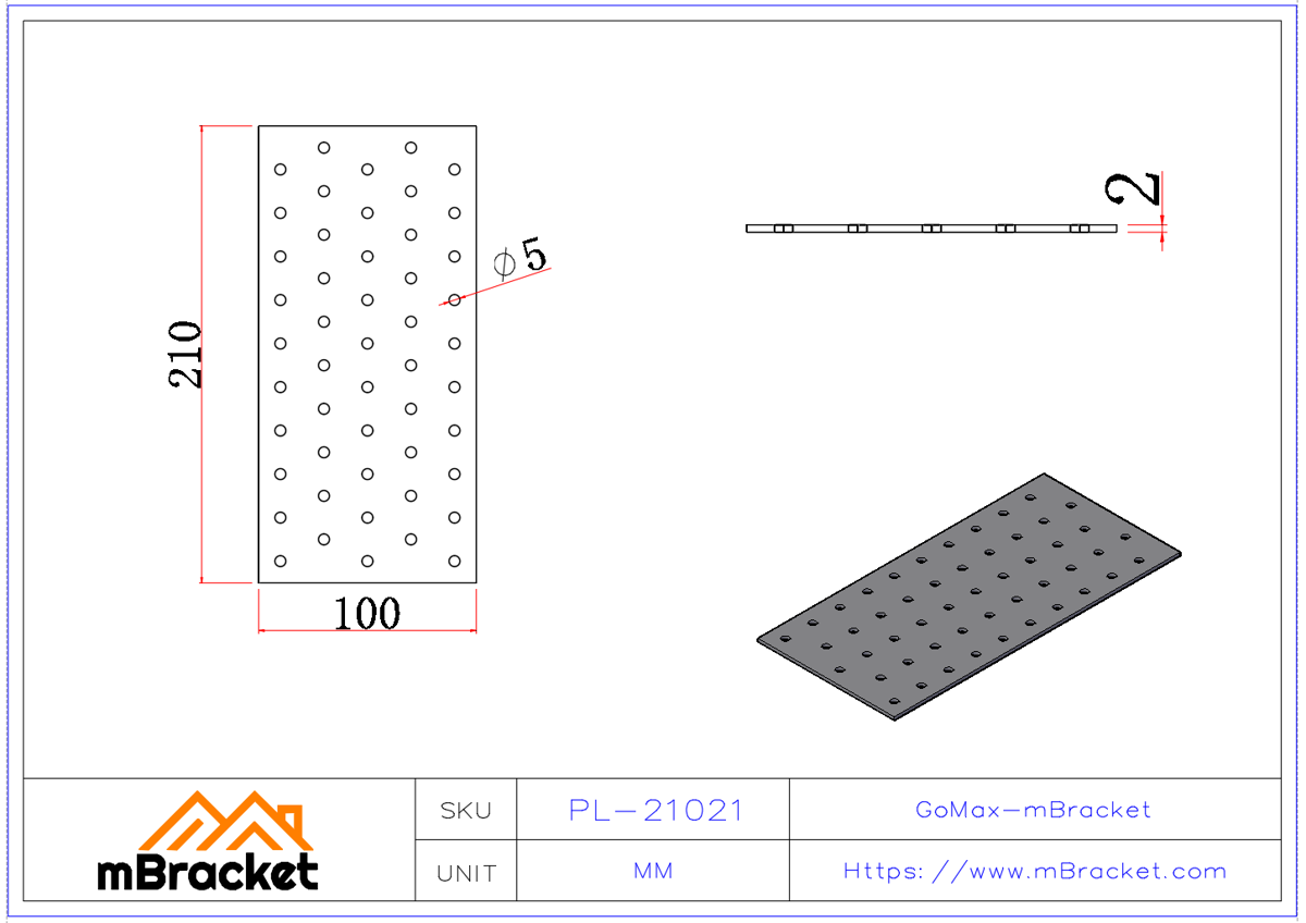Nail Plate Connector Flat Plate Connector Timber Truss Connector Wood Truss Connector - 2*100*210 Product Dimensions