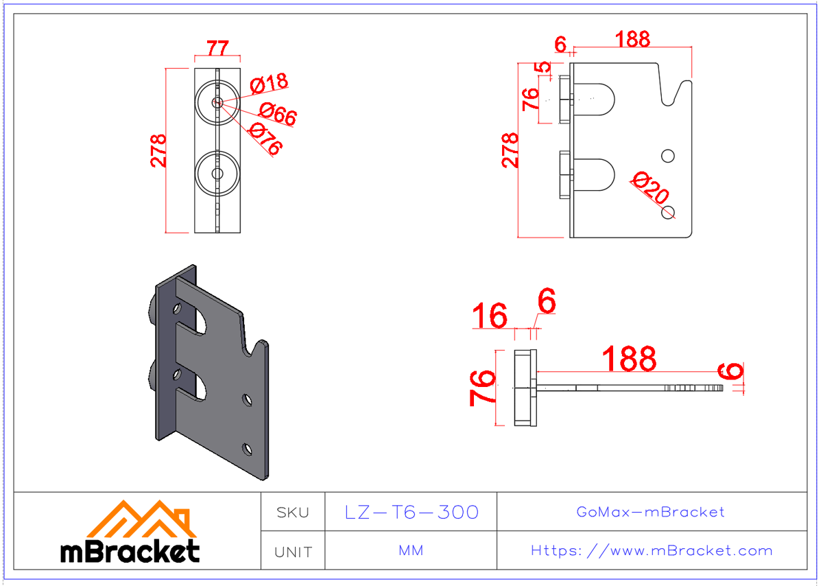 Concealed T-Type Beam-to-Column Connector for Japanese Timber Structure - 6*77*278 Product Dimensions