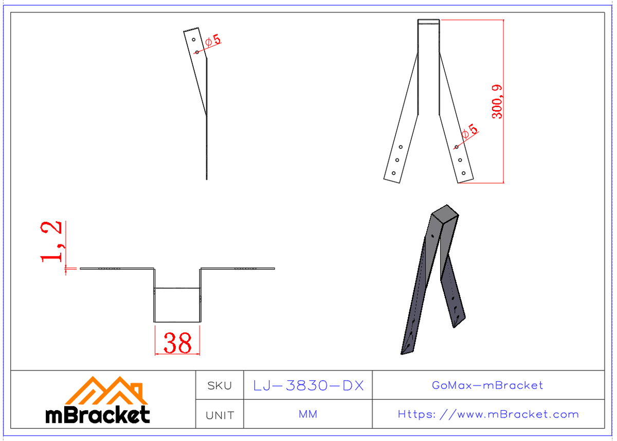 Wind Tie Hurricane Strap Wood Structural Metal Connector - 1.2*38*300 Product Dimensions