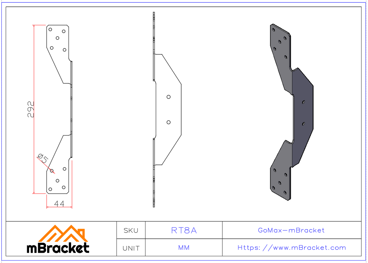 Hurricane Tie Wind-Resistant Connector Timber Connector Joist and Beam Connector - 2*40*40*292 Product Dimensions
