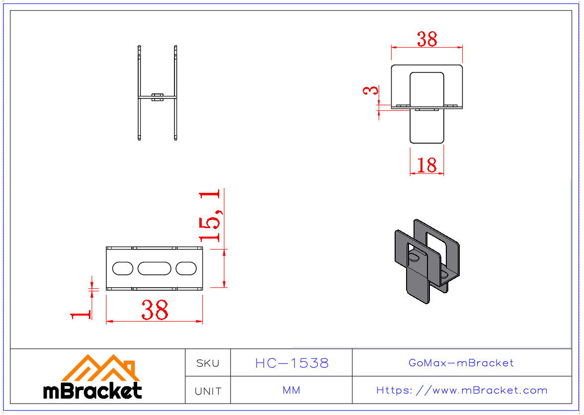 H-Clip for OSB, Plywood, Roofing, Wood Structure Connector - 1*15.1*38 Product Dimensions