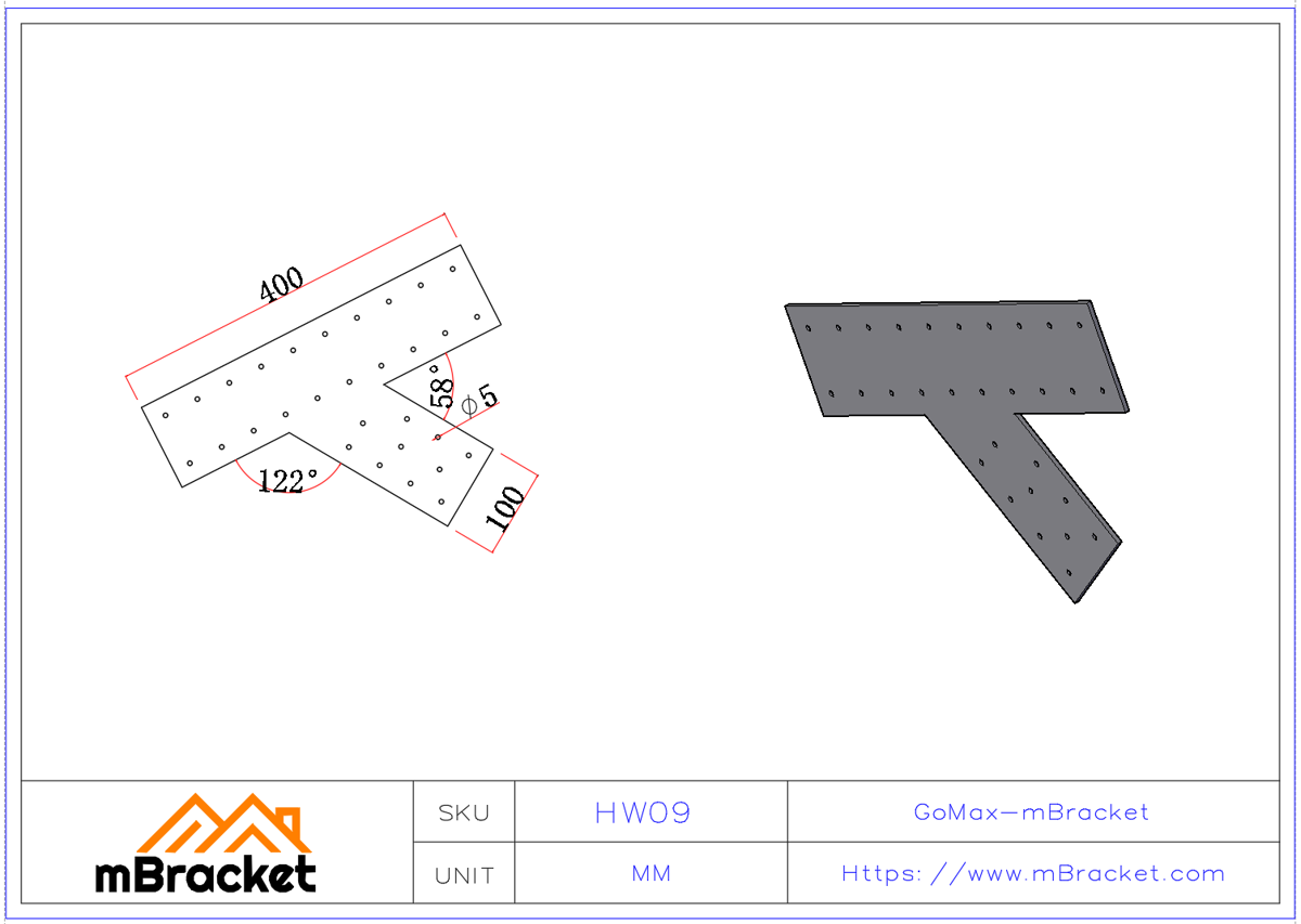 Heavy-Duty Truss Connector Wood Structure Reinforcement Hardware - 2*402*314 Product Dimensions
