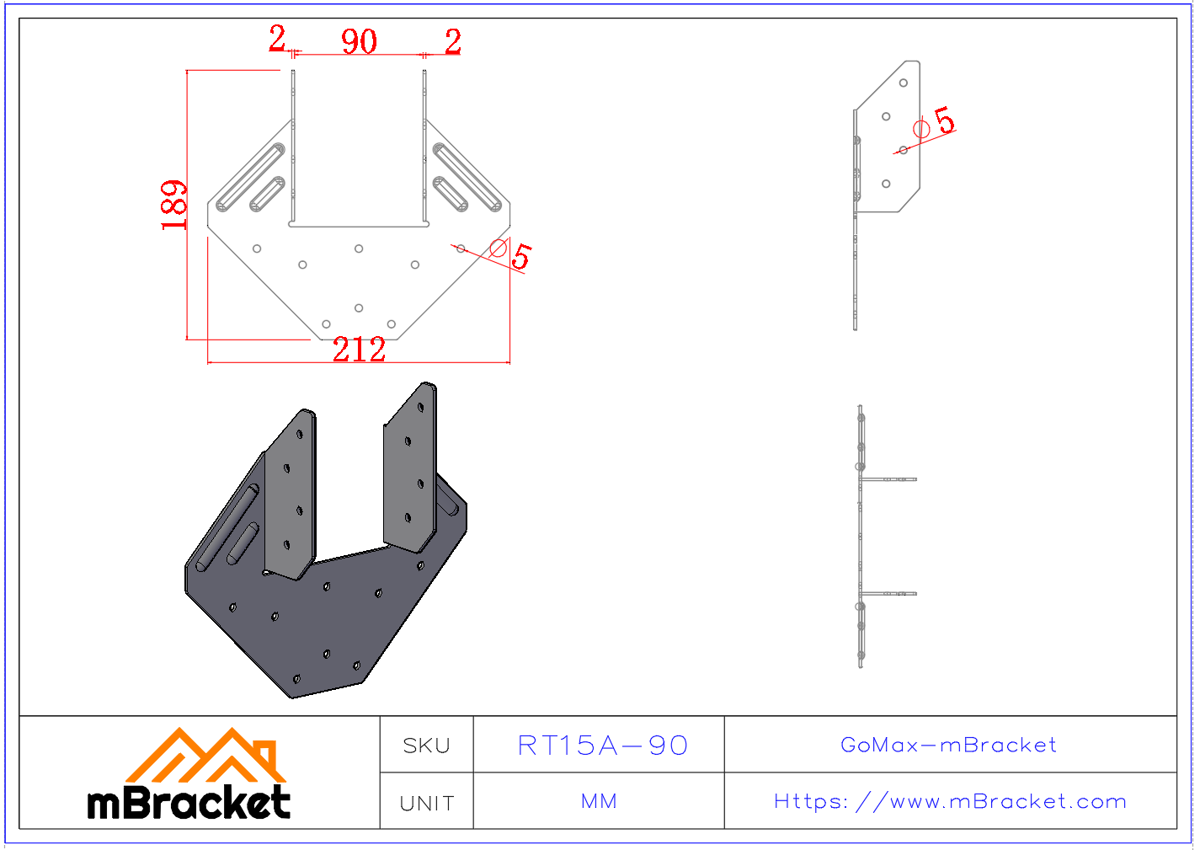 Light Steel Connectors Hurricane Ties Diamond-Shaped Wind-Resistant Ties Joist and Beam Connectors Timber Metal Connectors - 2*90*189*212 Product Dimensions