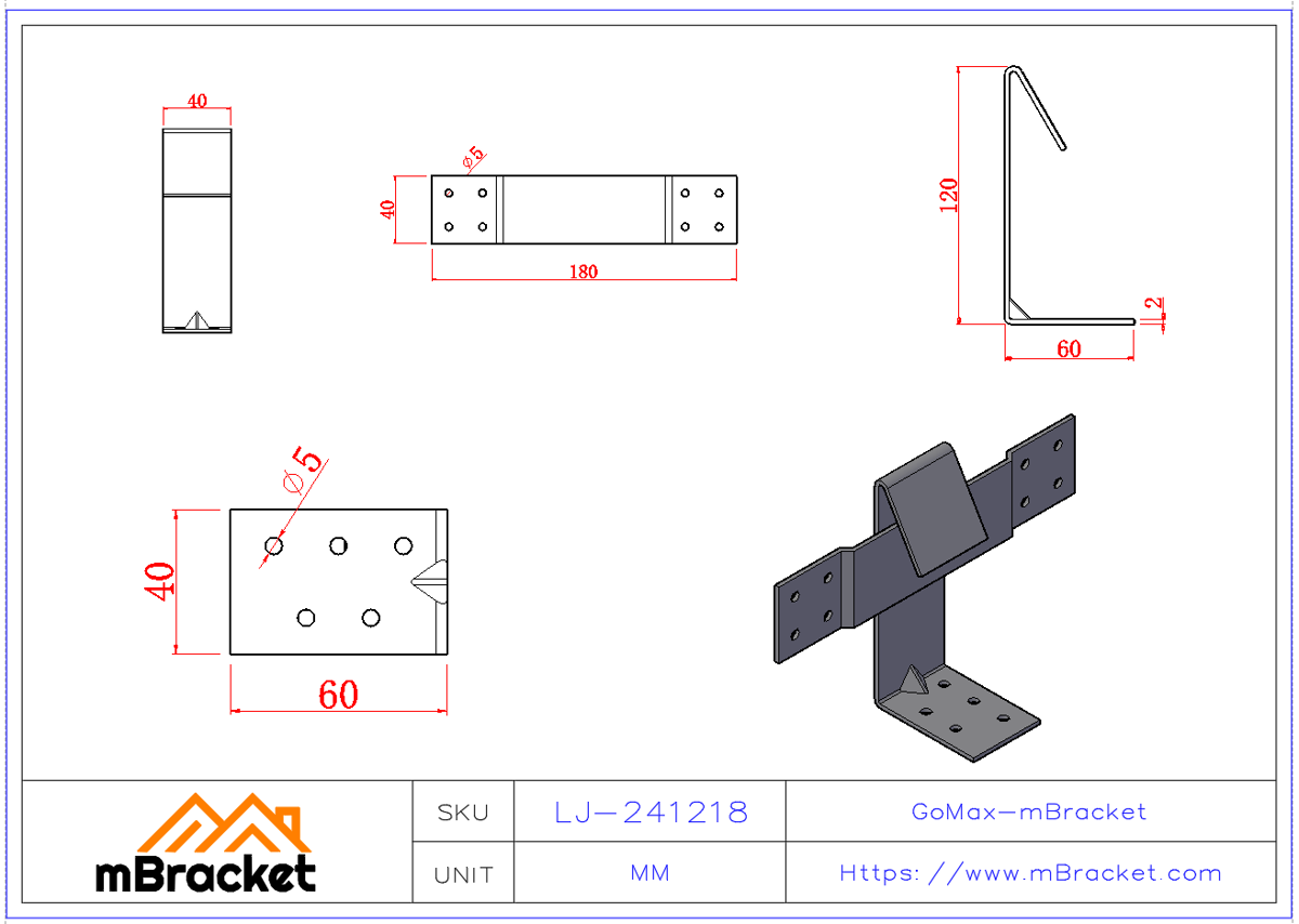 Sliding Wind-Resistant Tie, Timber Connector - 2*40*120*180 Product Dimensions