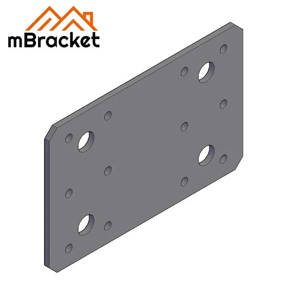 Flat Beam Connector Joist Hanger Steel & Wood Structure Connection Plate - 3.0*80*124 1