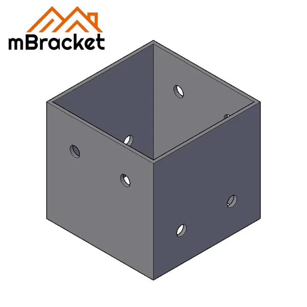 Square Column Base Connector Post Base Sleeve without Base Plate - 4*140*140*140 1