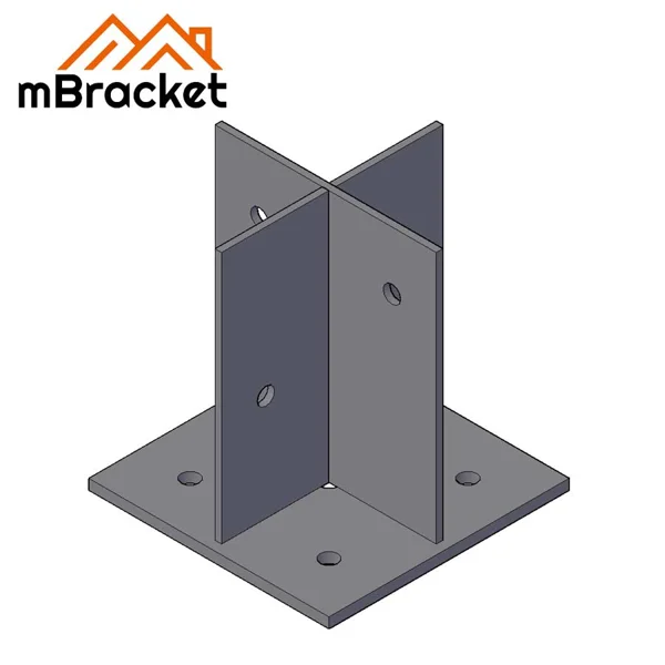 Cross-Shaped Concealed Post Base Connector Internal Cross Post Base Connector
