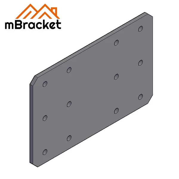 Flat Beam Connector Joist Splice Plate Steel & Wood Structure Reinforcement Connector - 3.0*80*124 1