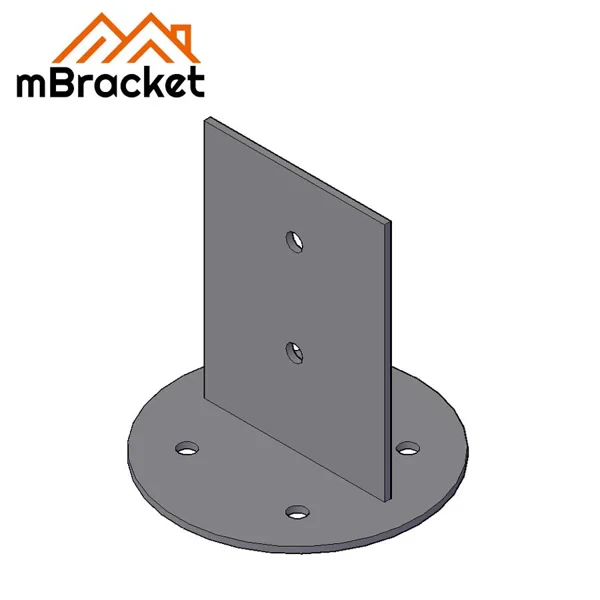 T-Type Post Base Connector, Steel Angle Bracket, Round Column Base Connector