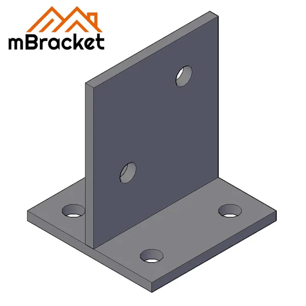 T-Shaped Post Base Concealed Angle Bracket Wood Structure Column to Ground Connector Hardware - 6*89*89*100 1
