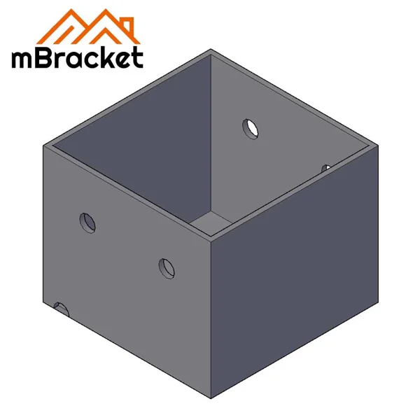 Square Post Base Connector, Column Base, Sleeve Connector - 4*140*140*120 1