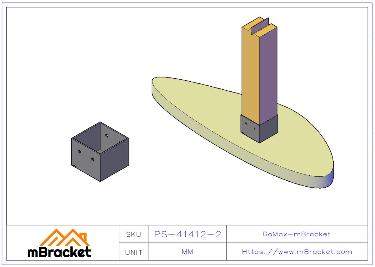 Square Post Base Connector, Column Base, Sleeve Connector - 4*140*140*120 Application Example