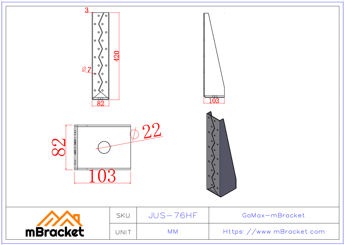 Tension Tie Wood Structural Connector - 3*82*420 Product Dimensions
