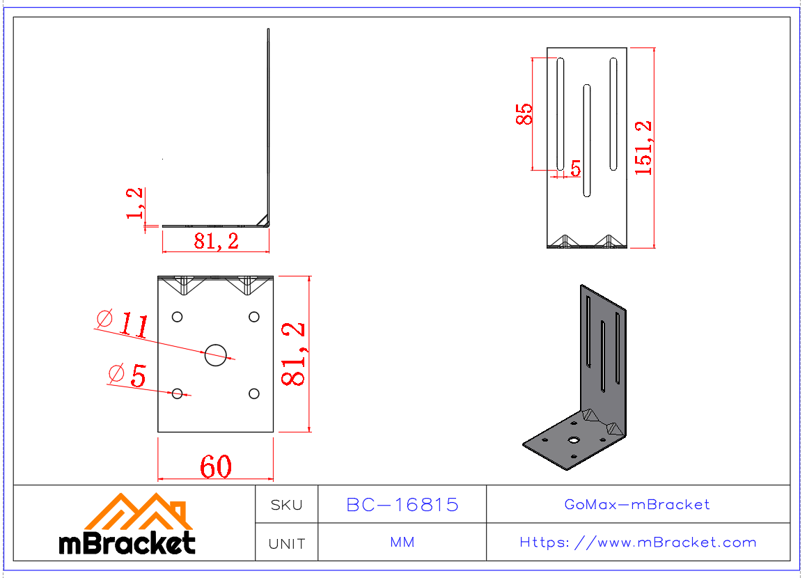 Light Gauge Uplift Connector Light Steel Connector Seismic Connector - 1.2*60*81*151 Product Dimensions