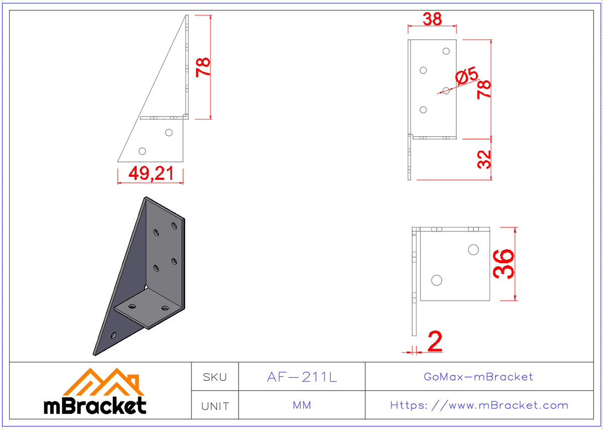 Tension Tie Light Steel Structure Connector Timber Joist Connection - 2*38*110 Product Dimensions