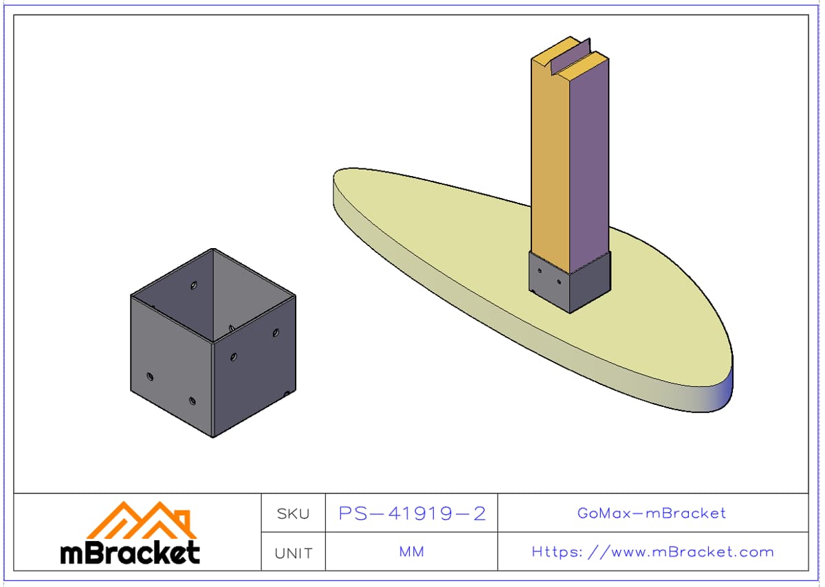 Square Post Base Column Connector Steel Structure Base - 4*190*190*190 Application Example