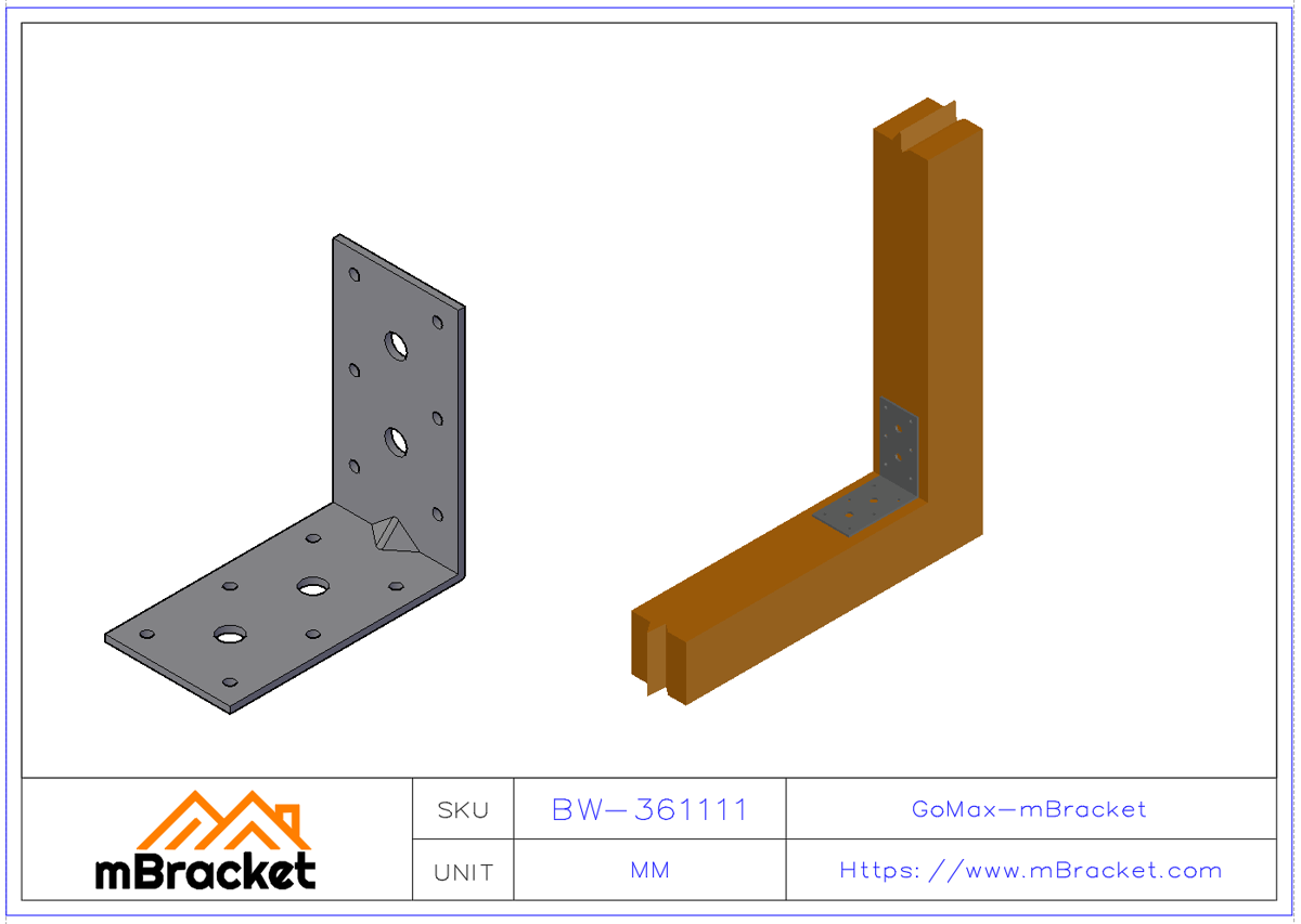 L-Shaped Angle Bracket Structural Connector Building Hardware Reinforcement Fittings - 3*60*110*110 Application Example