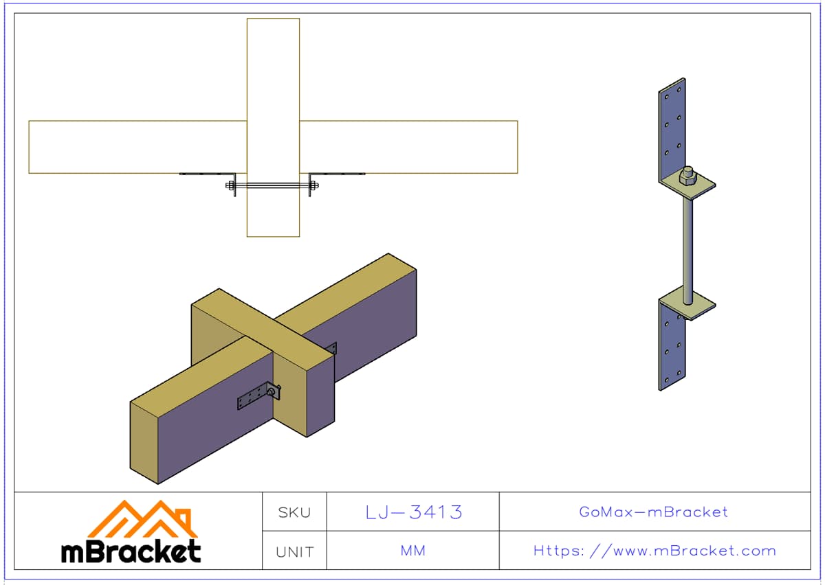 Beam Tie Rod Floor Uplift Connector Seismic Reinforcement Hardware - 3*40*130*300 Application Example
