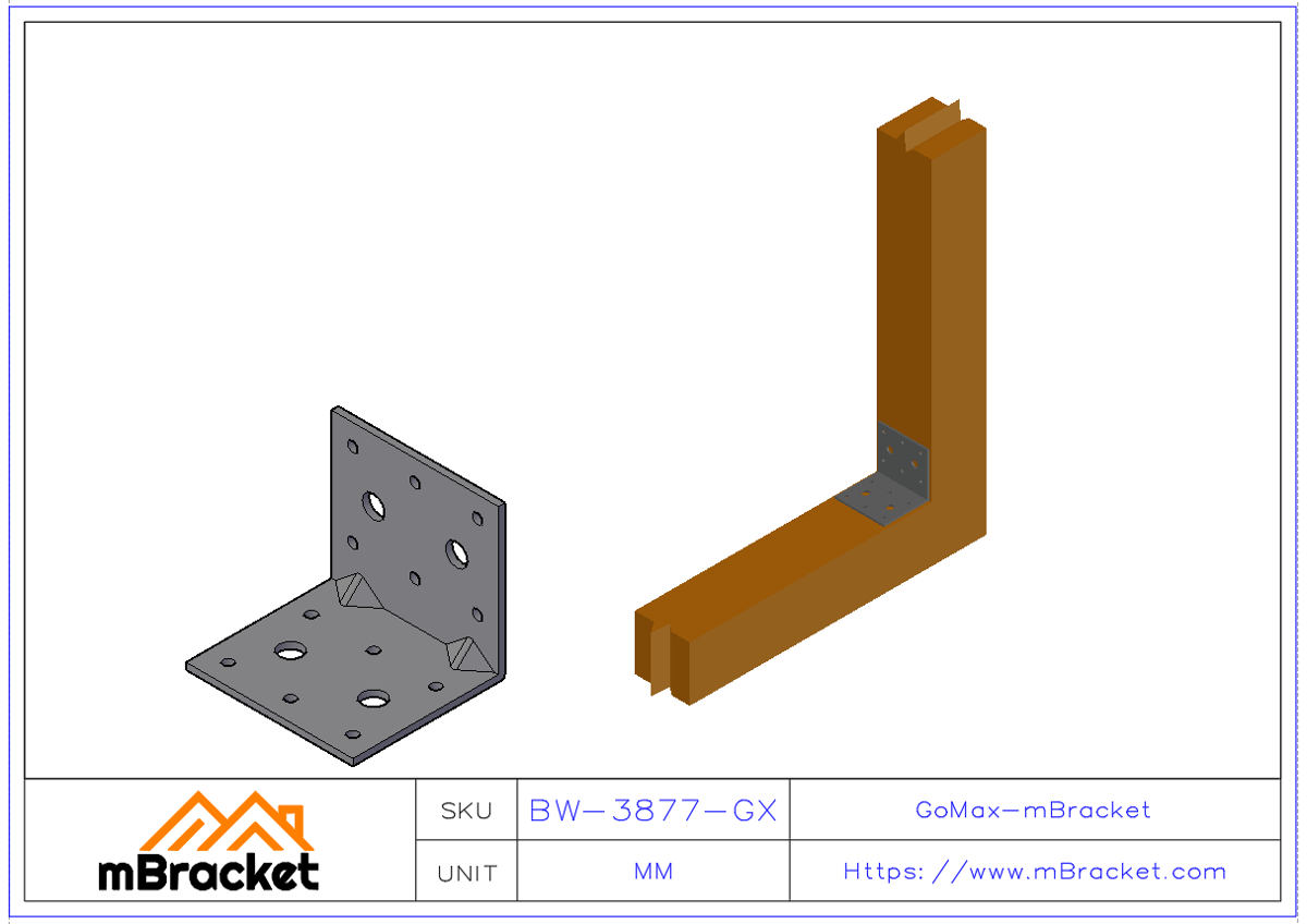 L-Shaped Angle Bracket Wood Structure Reinforcement Hardware - 3*80*70*70 Application Example
