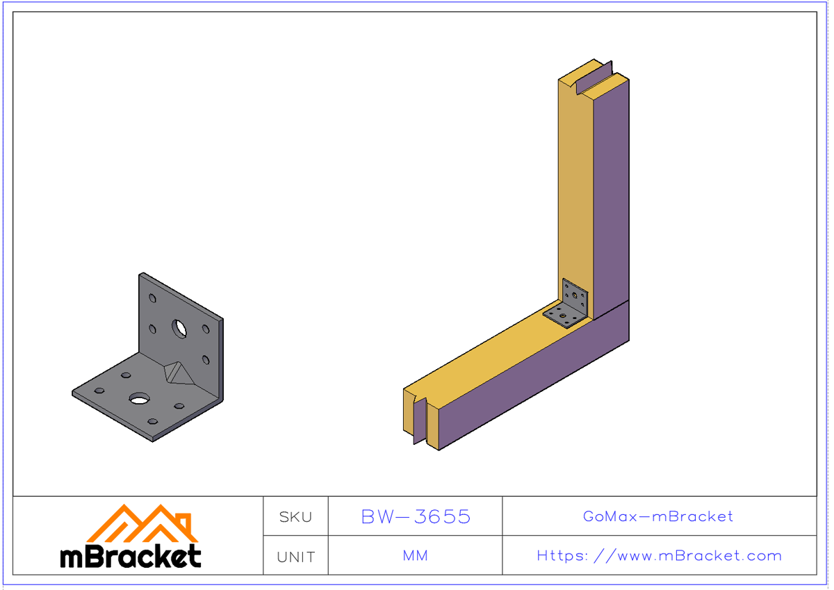 L-Shaped Angle Bracket Structural Connector Building Hardware Reinforcement Fittings - 3*60*50*50 Application Example