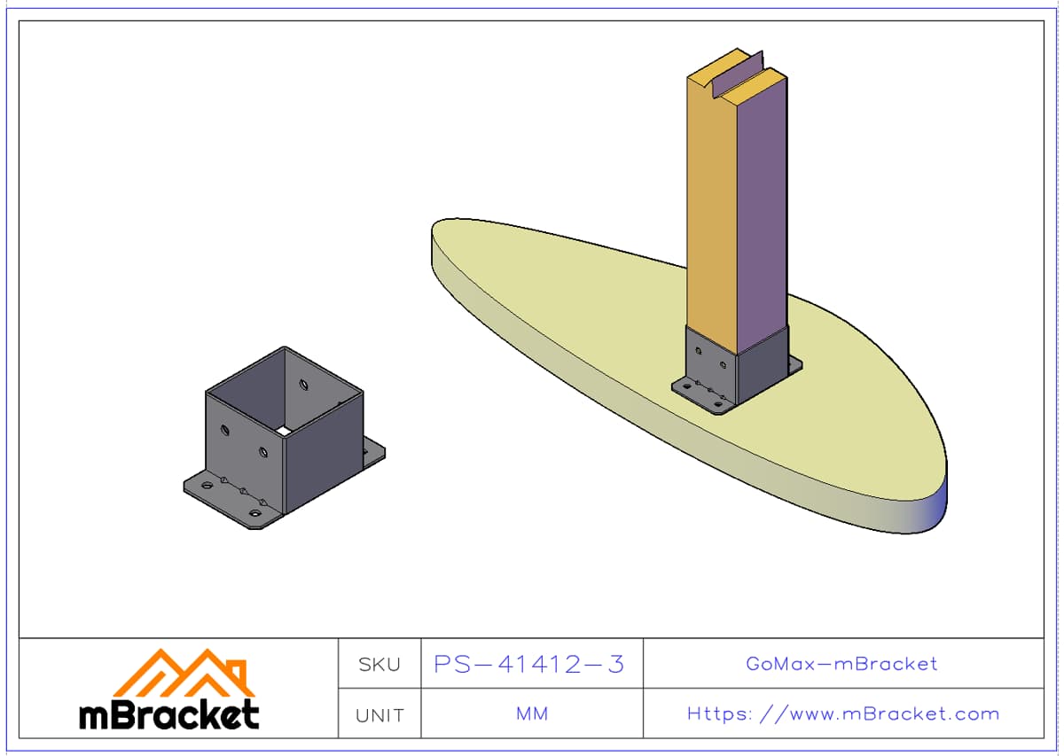 Square Post Base Column Cap Sleeve Connector - 4*140*140*120 Application Example