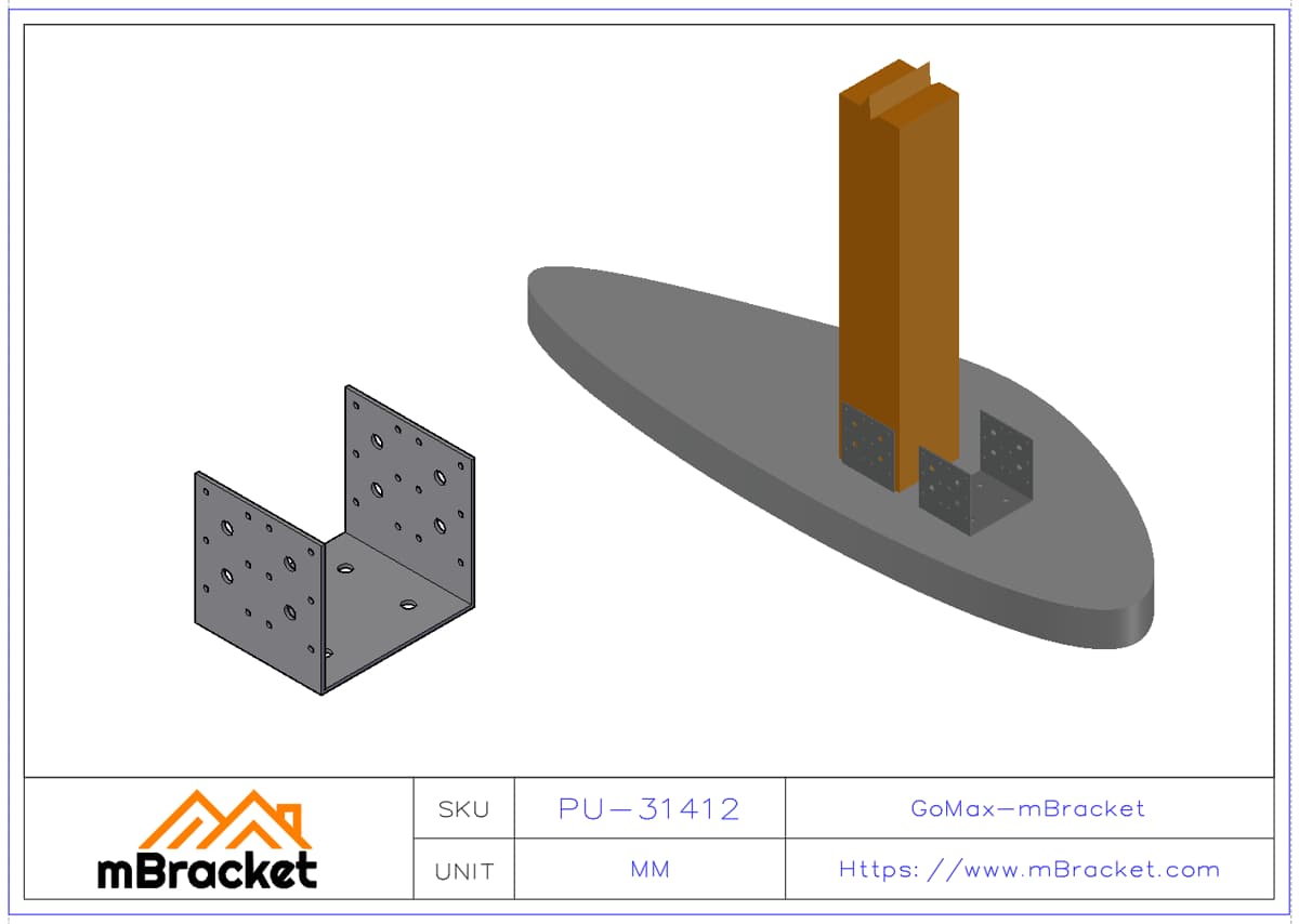 U-Column Base Connector Column Shoe Steel Column Base - 3*140*123*120 Application Example