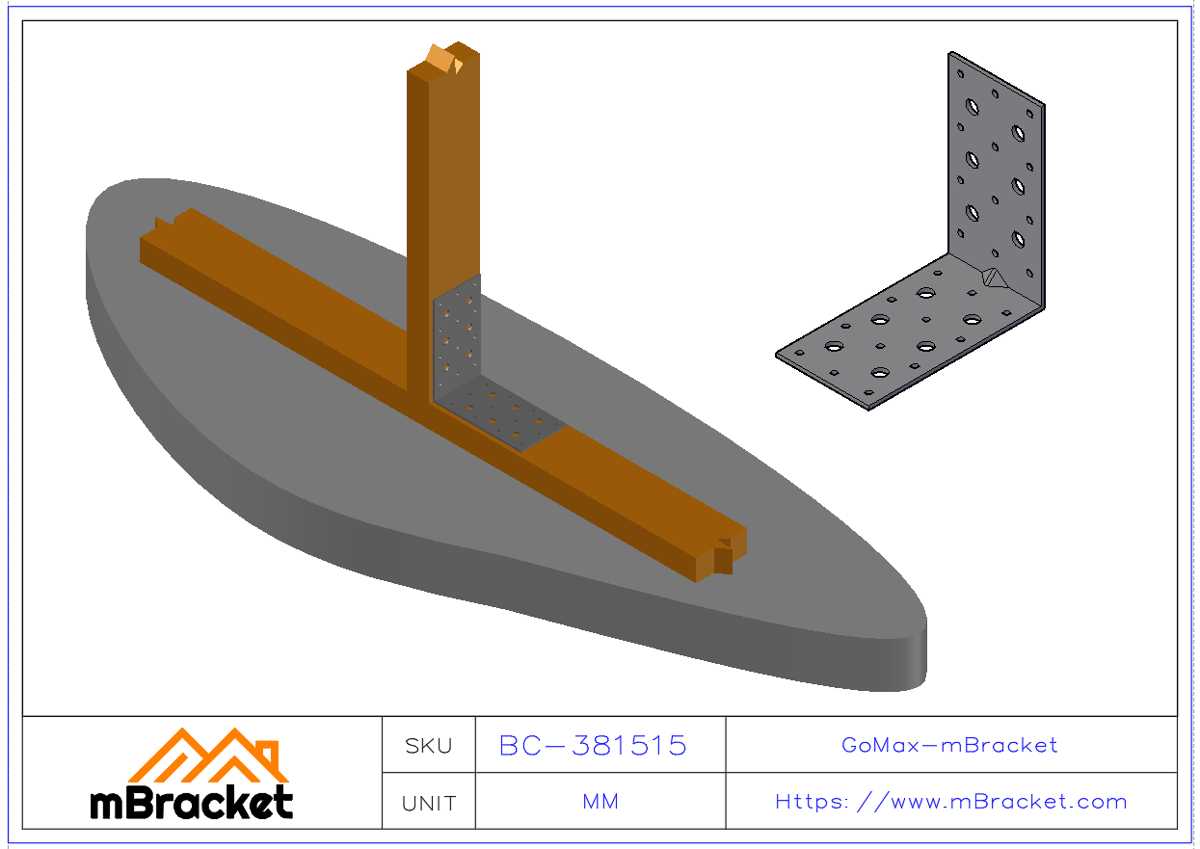 Angle Bracket Connector L-Shaped Steel Bracket Wood Structure Reinforcement Hardware - 3*80*150*150 Application Example