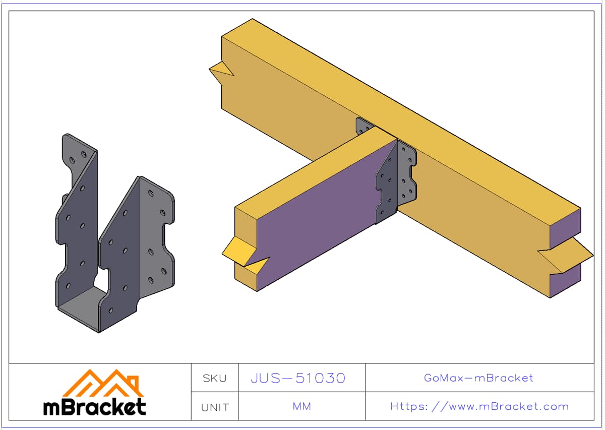 Heavy-Duty Joist Hanger Glulam Connector Steel Structure Reinforcement Hardware - 5*100*300 Application Example